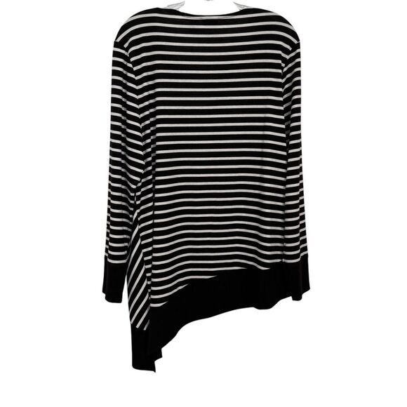 Chico’s Black & White Asymmetrical Striped Tunic Top size 3 (XL) NWT - Picture 2 of 8